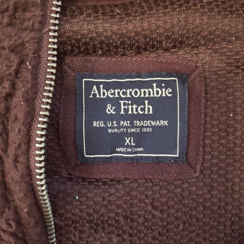 Abercrombie & Fitch Sweater Women's XL Brown Sherpa Quarter Zip Mock Neck - Picture 4 of 5